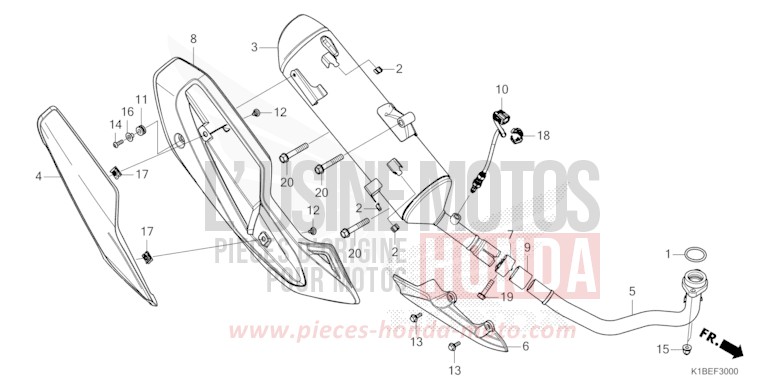 EXHAUST MUFFLER (NSS250AP,R/NSS350AP,R) for Forza 350 MAT ROBUST GRAY METALLIC (NHC74) from 2023